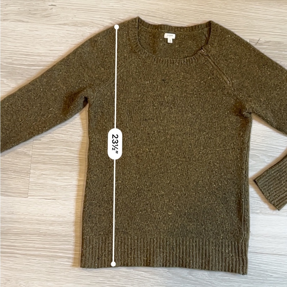 J. Crew Women's Olive Green Lambs Wool Sweater with Shoulder Zipper Detail - S - Picture 8 of 8